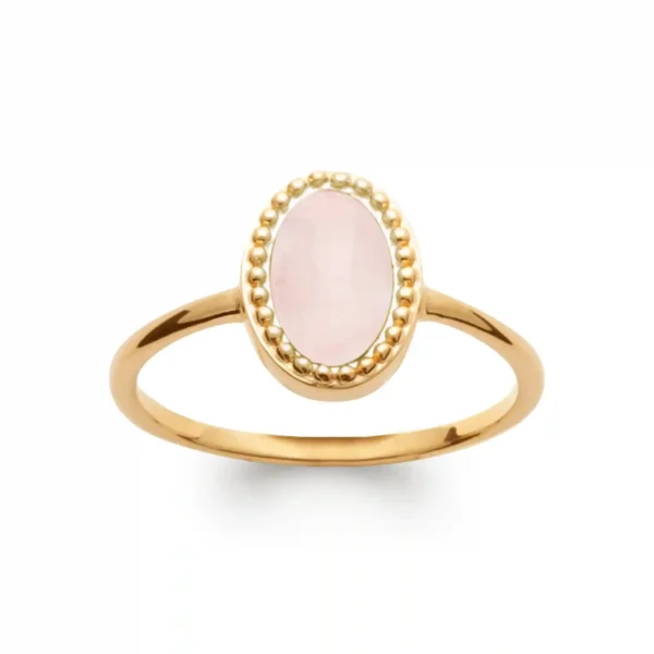 Bague plaqué or quartz rose ovale
