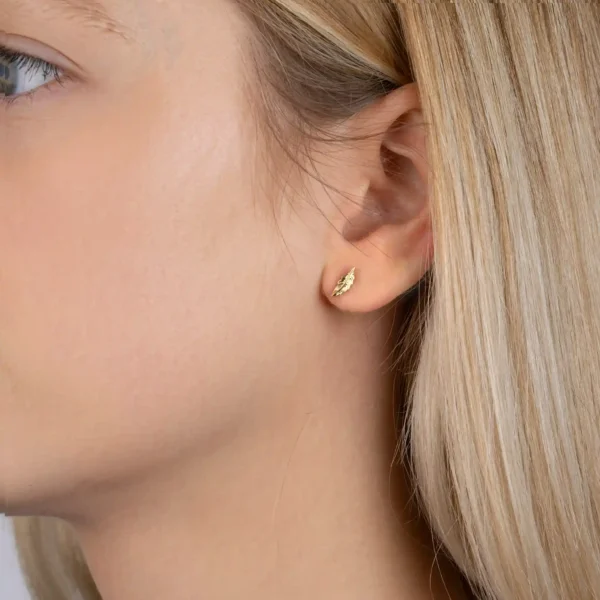 Clous d'oreilles petite plume plaqué or