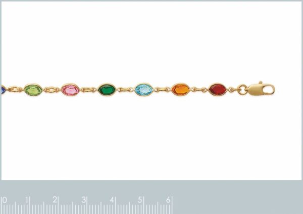 Bracelet cristaux multicolores plaqué or femme