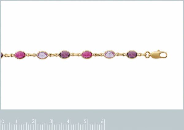 Bracelet cristaux tons violets plaqué or femme