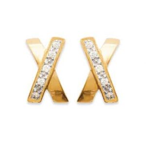 Boucles d'oreilles X zircons blancs plaqué or