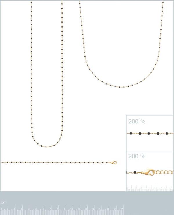 Bracelet perles miyuki noires plaqué or femme