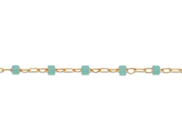 Bracelet perles miyuki turquoises plaqué or