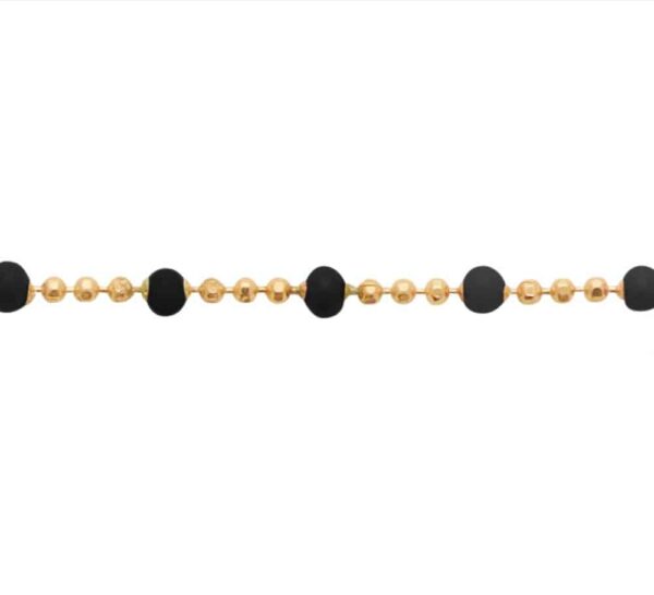 bracelet perles de laque noires plaqué or