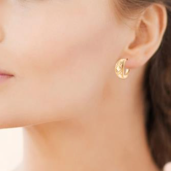 boucles d'oreilles demi-créoles plaqué or femme pas cher