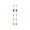 Boucles d'oreilles pendantes plaqué or rubis quartz rose et diamants synthétiques