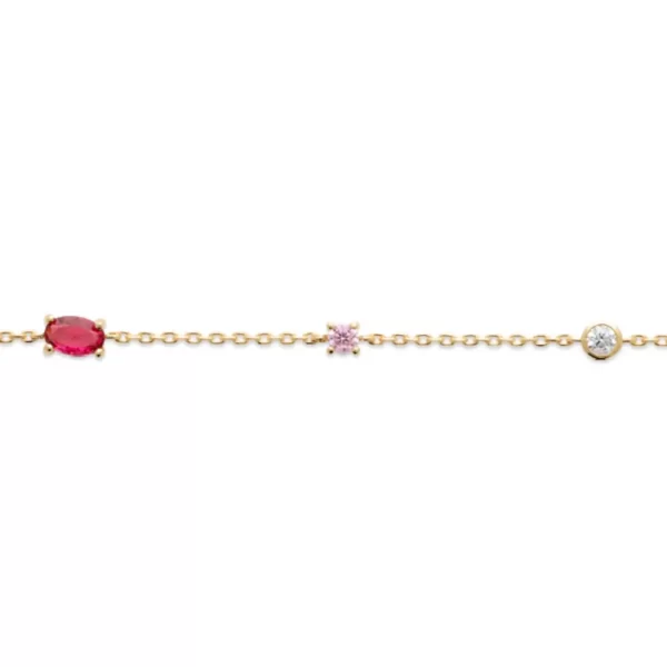 bracelet plaqué or rubis et diamants synthétiques