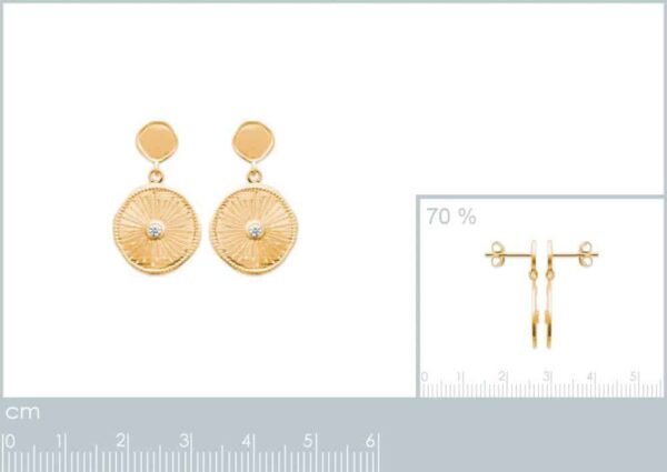 boucles d'oreilles pendantes plaqué or soleil femme