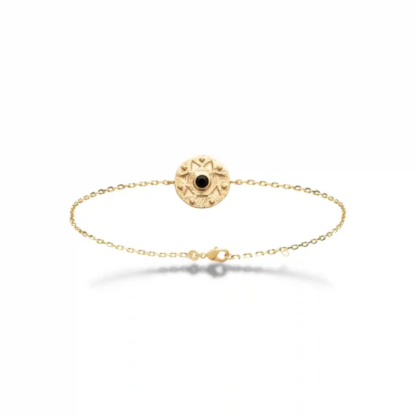Bracelet étoile onyx plaqué or