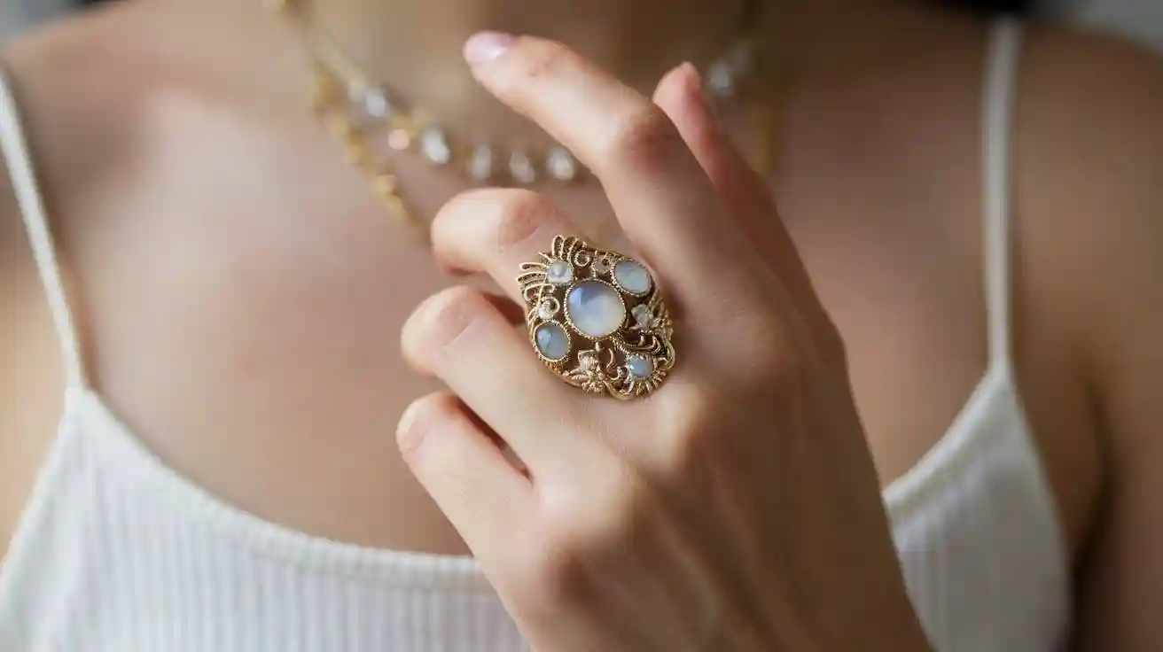 femme qui porte une bague au majeur